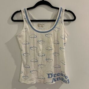 No Boundaries White and Blue Cloud Tank Top